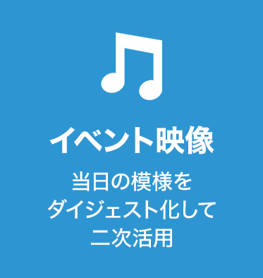 イベント映像
当日の模様をダイジェスト化して二次活用